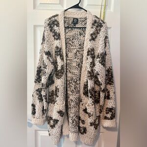 Bobeau Women's Knit Cardigan - Cream and Brown